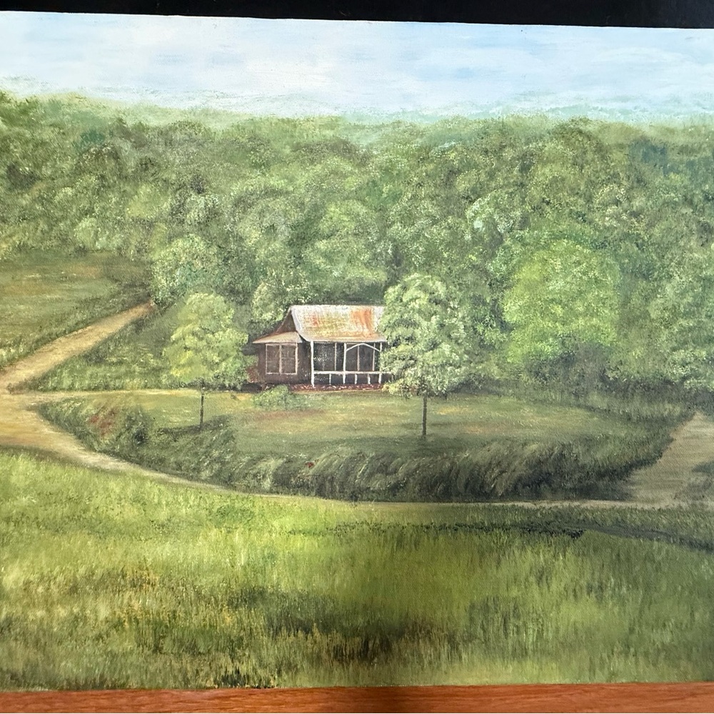 Rustic Cabin in Countryside Landscape Canvas Art